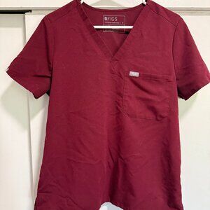 Figs Burgundy Catarina Scrub Top Size Medium